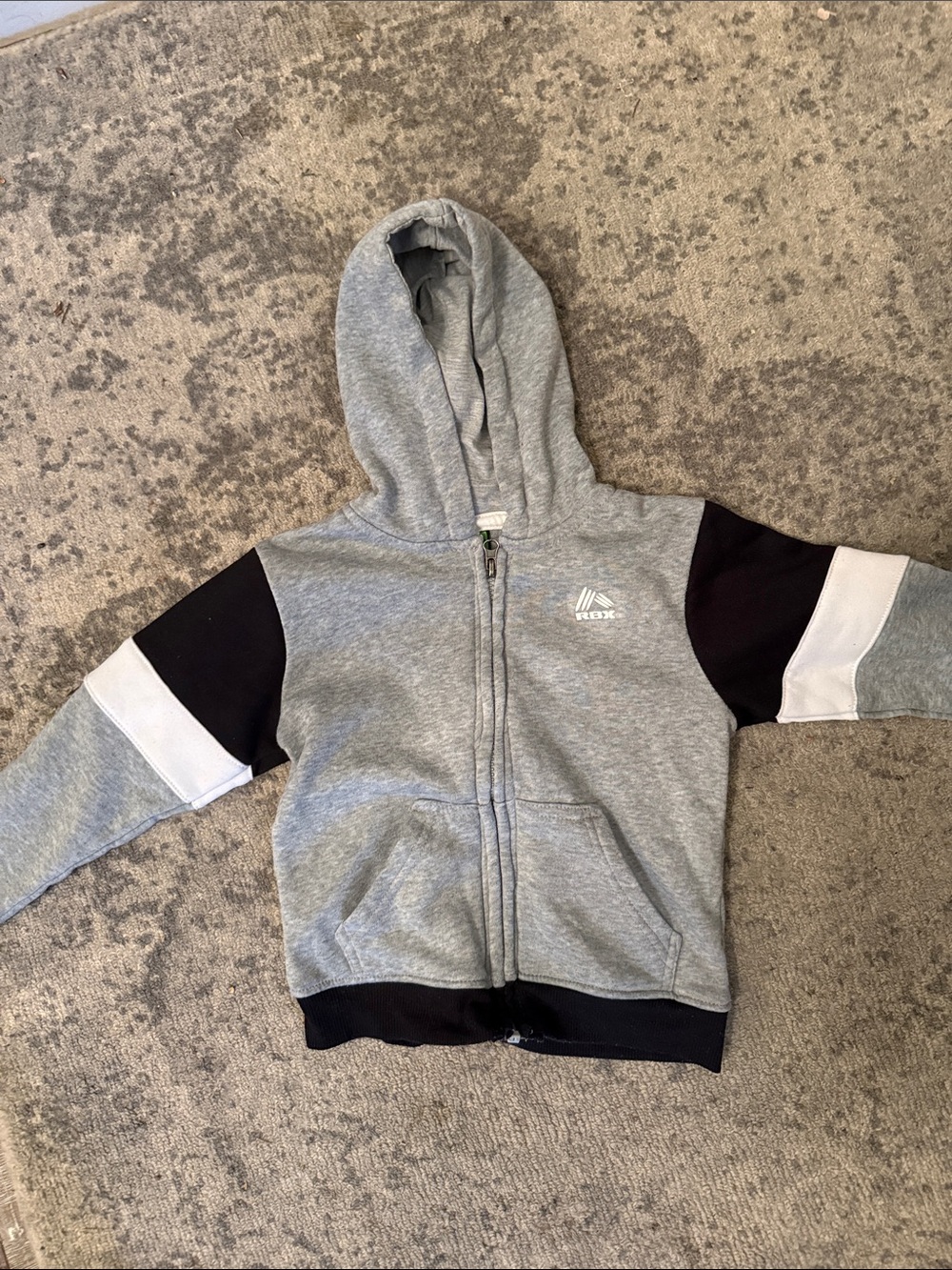 RBX Gray Hoodie with Black & White Sleeve Panels for Kids